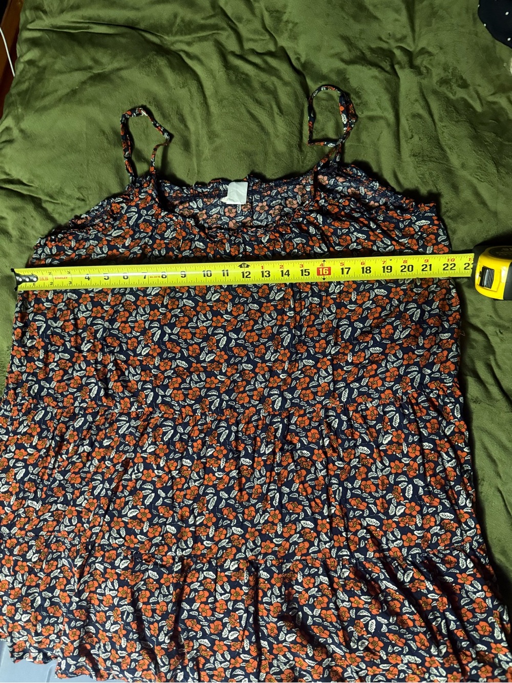 Natural Life Floral and Feather Spaghetti-Strap Swing Dress in Navy and Rust - Picture 4 of 4